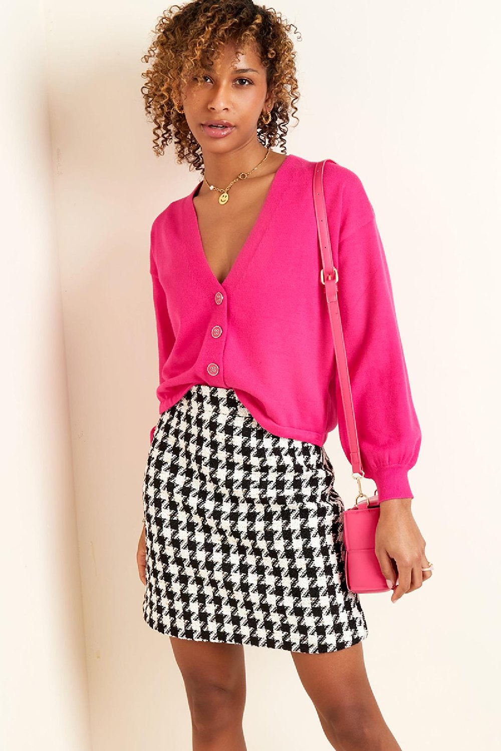 Pied-de-poule skirt Purple S h5Picture6